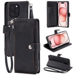 Custodia portafoglio in ecopelle con cerniera per iPhone 14 Pro M