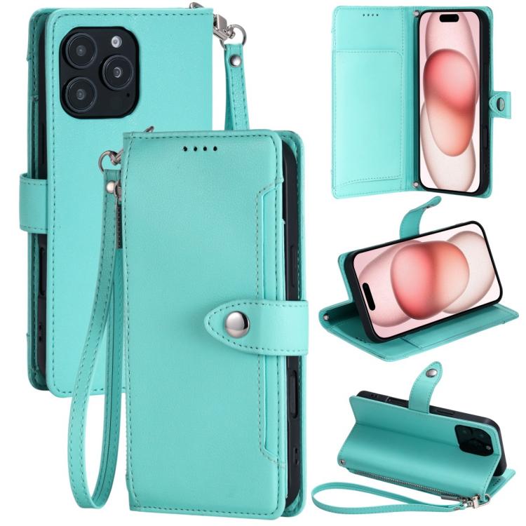 Custodia portafoglio in ecopelle con cerniera per iPhone 14 Pro M