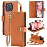 Custodia portafoglio in ecopelle con cerniera per iPhone 14 Pro M