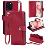 Custodia portafoglio in ecopelle con cerniera per iPhone 14 Pro M