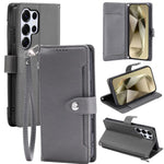Portafoglio con cerniera e fibbia in ecopelle per Galaxy S25 Ultra, S24 FE e S24