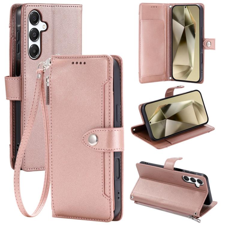 Portafoglio con cerniera e fibbia in ecopelle per Galaxy S25 Ultra, S24 FE e S24