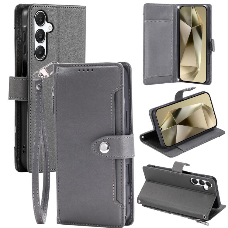 Portafoglio con cerniera e fibbia in ecopelle per Galaxy S25 Ultra, S24 FE e S24
