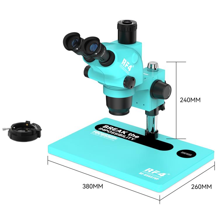 Microscopio stereoscopico trinoculare RF4 RF-6565TVP con zoom 6,5X-65X e ampia base in lega di alluminio., RF-6565TVP