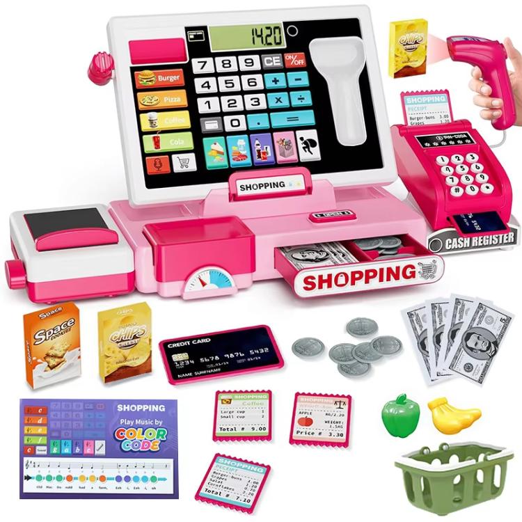 Set gioco bambini con registratore cassa e calcolatrice