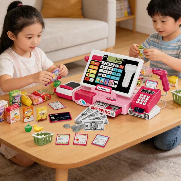 Set gioco bambini con registratore cassa e calcolatrice