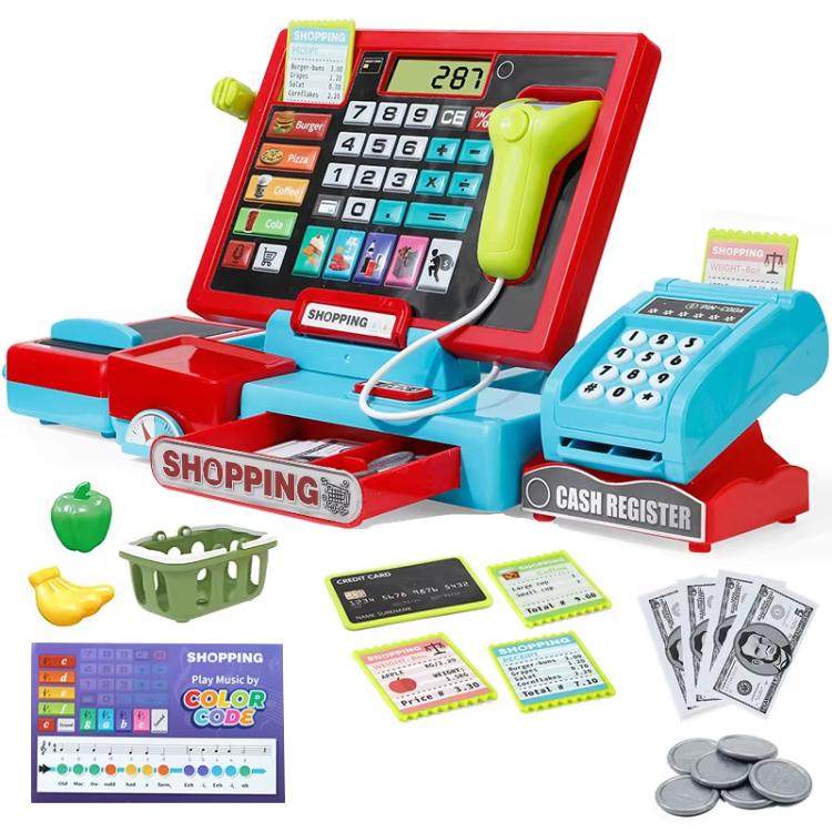 Set gioco bambini con registratore cassa e calcolatrice