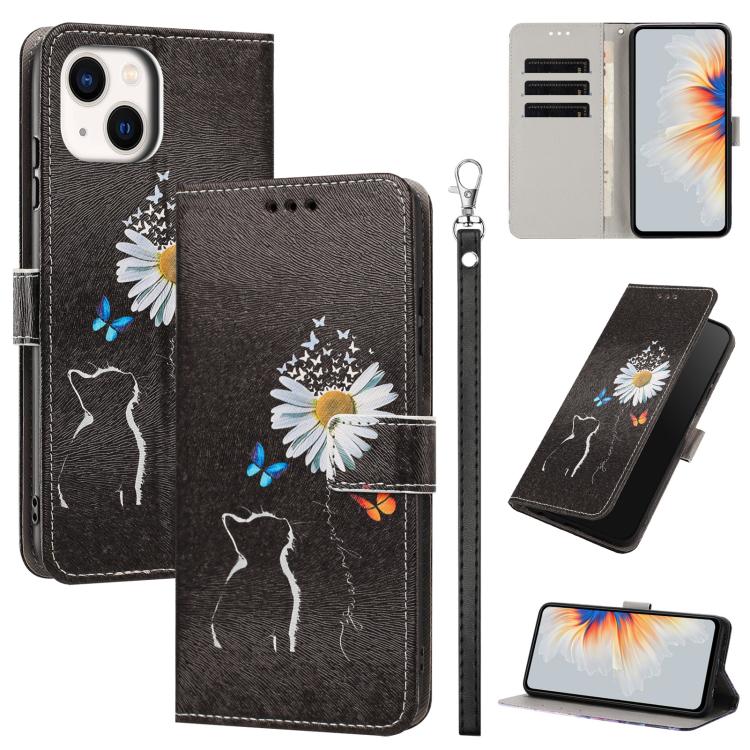 Custodia portafoglio in ecopelle con cinturino per iPhone 15 Pro