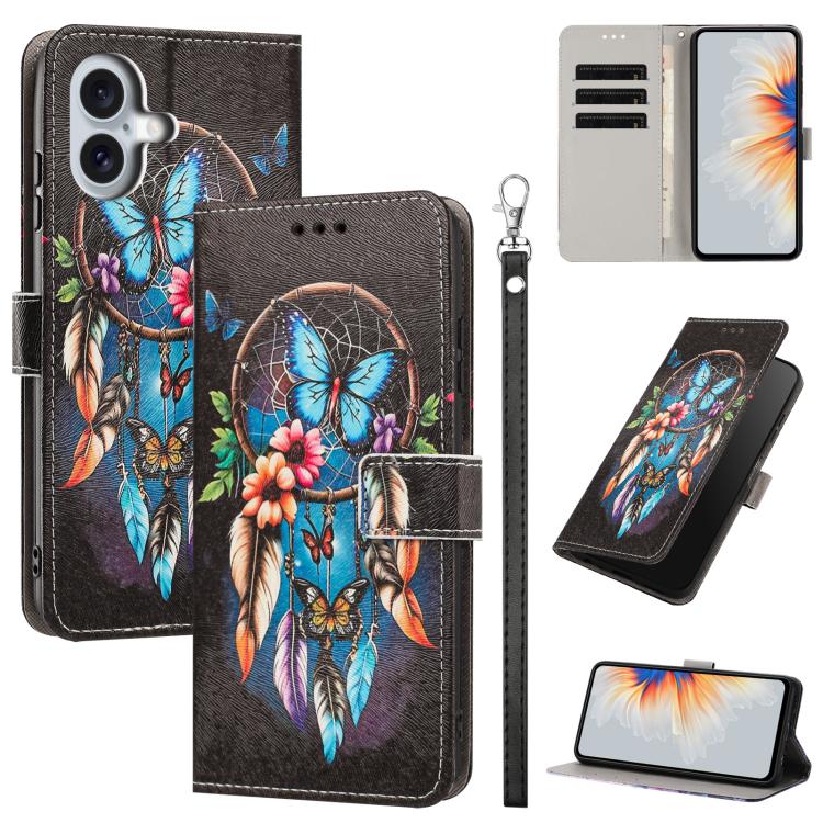 Custodia portafoglio in ecopelle con motivo per iPhone 16 Pro