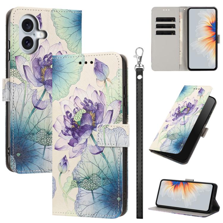 Custodia portafoglio in ecopelle con motivo per iPhone 16 Pro