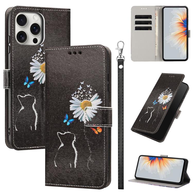 Custodia portafoglio in ecopelle con motivo per iPhone 16 Pro