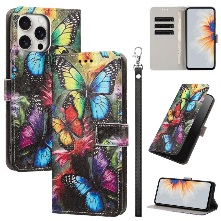 Custodia portafoglio in ecopelle con motivo per iPhone 16 Pro