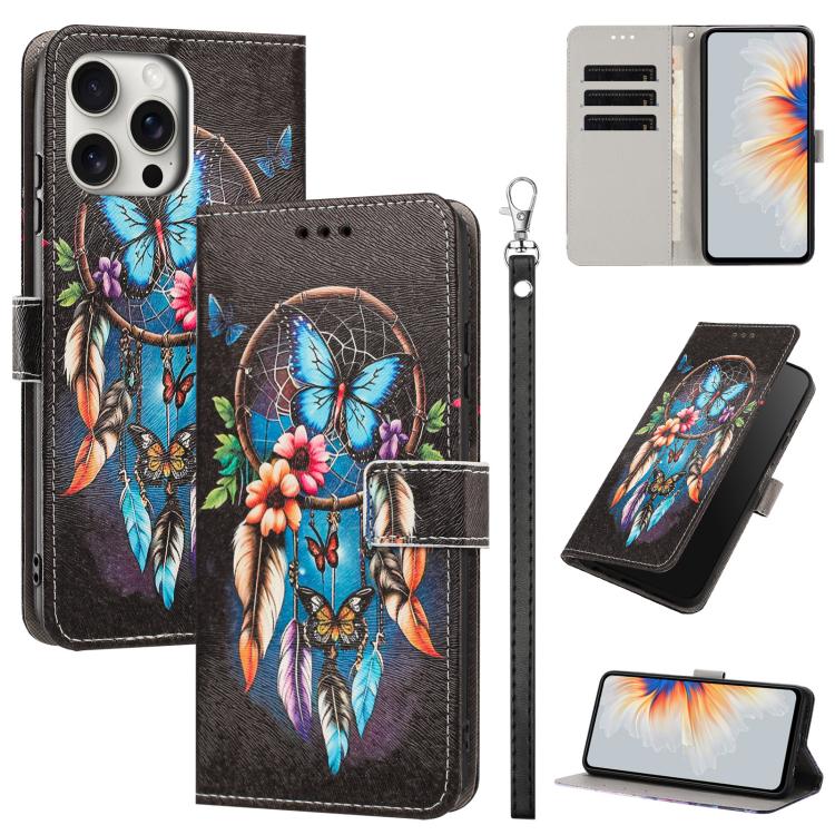Custodia portafoglio in ecopelle con motivo per iPhone 16 Pro