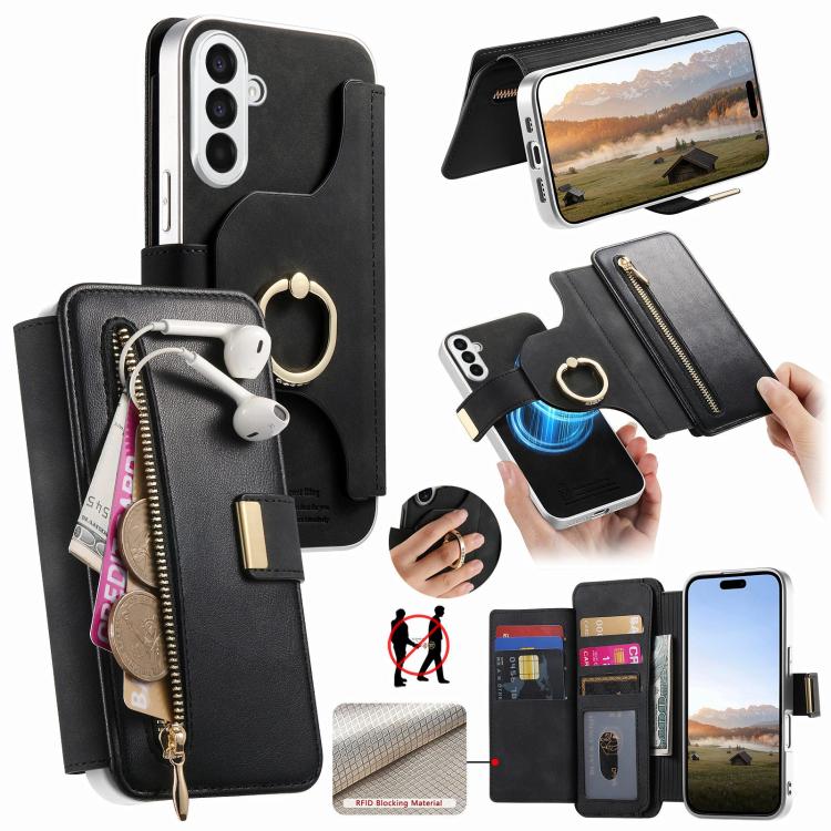 Portafoglio con cerniera e blocco RFID per Galaxy A55 5G, A35 5G e A15