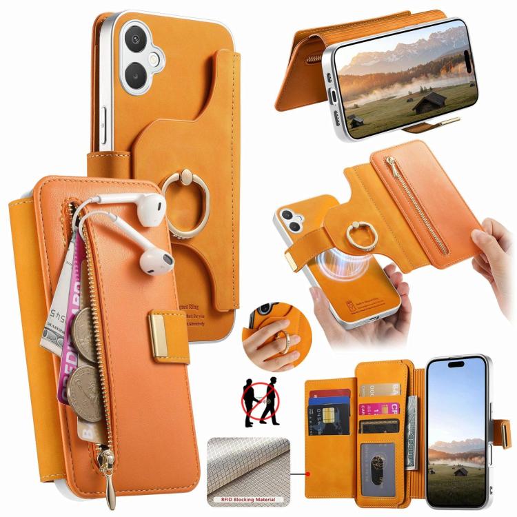 Portafoglio con cerniera, anello e blocco RFID per Galaxy A08 / A07 4G /, A18 /