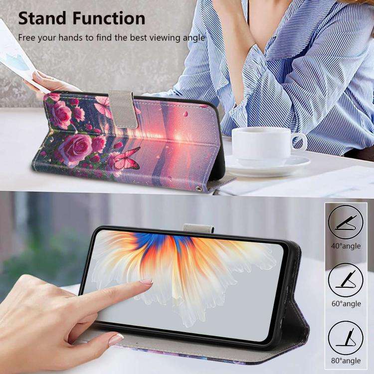 Custodia per telefono in ecopelle con motivo dipinto e cinturino, For Galaxy A54 5G