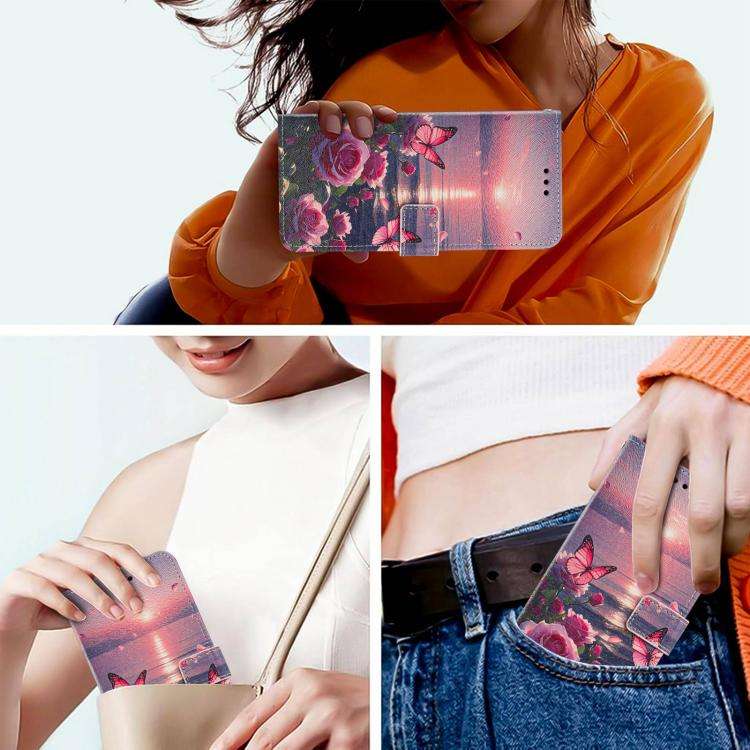 Custodia per telefono in ecopelle con motivo dipinto e cinturino, For Galaxy A54 5G