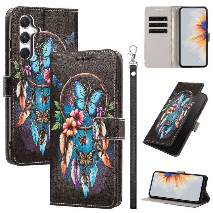 Custodia per telefono in ecopelle con motivo dipinto e cinturino, For Galaxy A54 5G