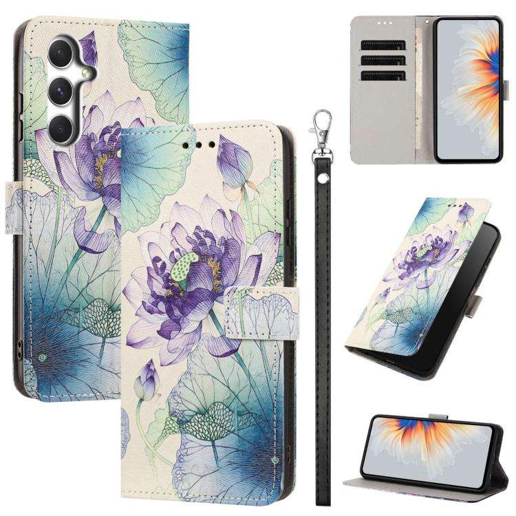 Custodia per telefono in ecopelle con motivo dipinto e cinturino, For Galaxy A54 5G