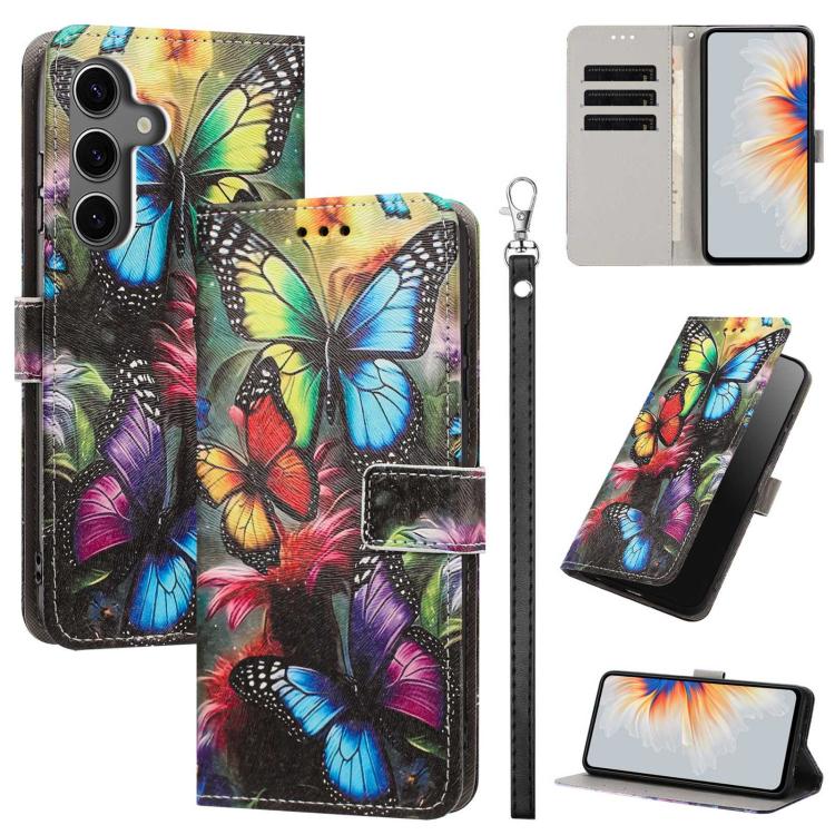Custodia in ecopelle con motivo dipinto e cinturino per Galaxy S24 5G e S25 5G