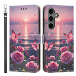 Custodia in ecopelle con motivo dipinto e cinturino per Galaxy S24 5G e S25 5G