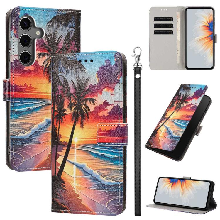 Custodia in ecopelle con motivo dipinto e cinturino per Galaxy S24 5G e S25 5G