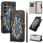 Custodia in ecopelle con motivo dipinto e cinturino per Galaxy S24 5G e S25 5G