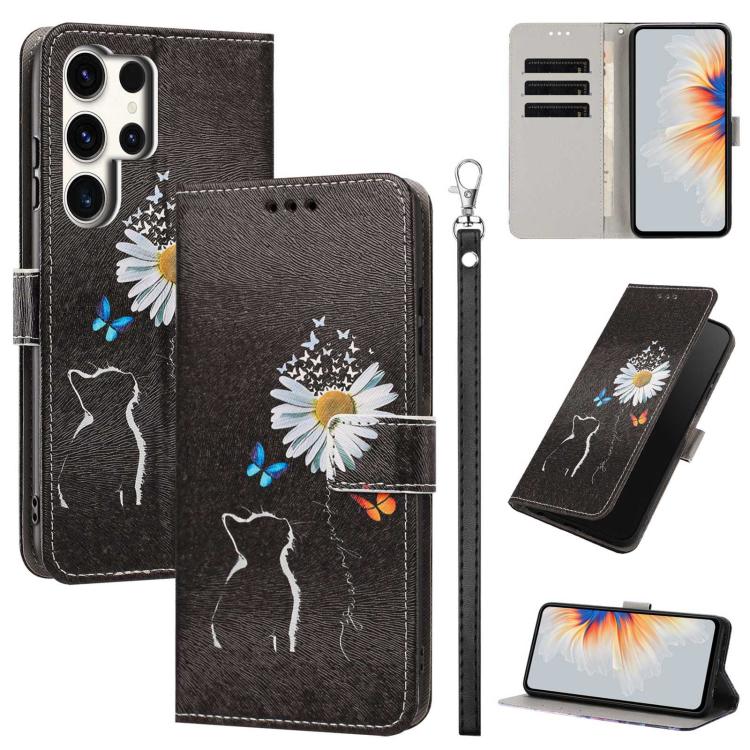 Custodia in ecopelle con motivo dipinto e cinturino per Galaxy S24 5G e S25 5G