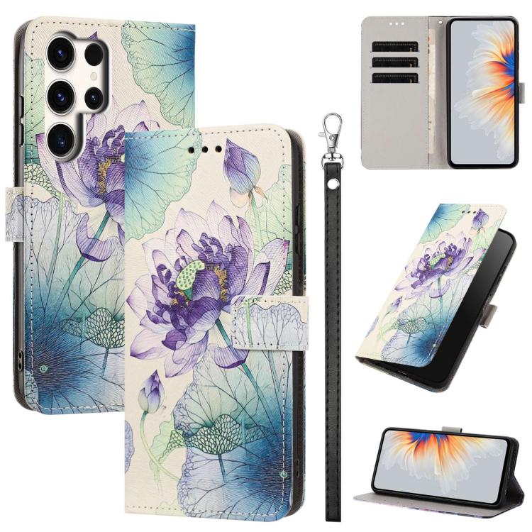 Custodia in ecopelle con motivo dipinto e cinturino per Galaxy S24 5G e S25 5G