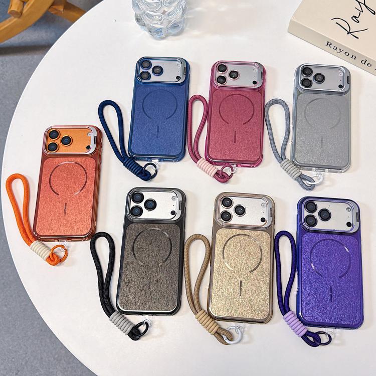 Custodia magnetica spazzolata per iPhone 15 Pro, 15 Pro Max e 16