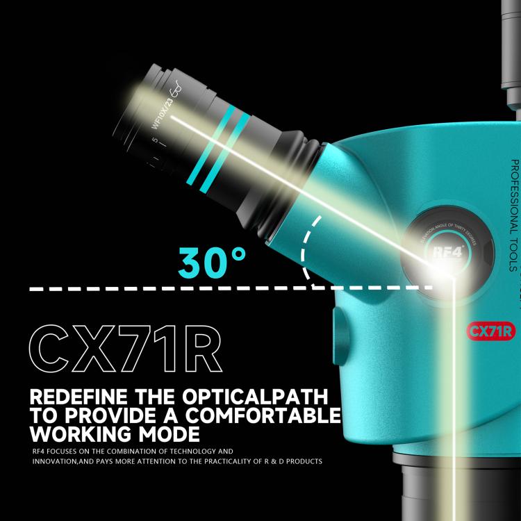 Microscopio stereoscopico trinoculare RF4 RF-CX71R 6.5-65X dal design ergonomico con ampia base in lega di alluminio., RF-CX71R