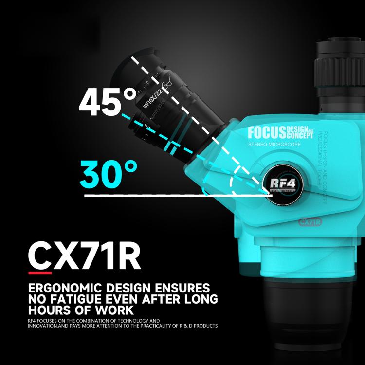 Microscopio stereoscopico trinoculare RF4 RF-CX71R 6.5-65X dal design ergonomico con ampia base in lega di alluminio., RF-CX71R
