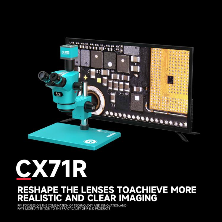 Microscopio stereoscopico trinoculare RF4 RF-CX71R 6.5-65X dal design ergonomico con ampia base in lega di alluminio., RF-CX71R