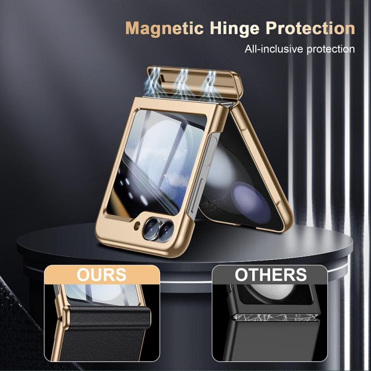 Custodia in vera pelle galvanizzata con pellicola integrata per Galaxy Z Flip6