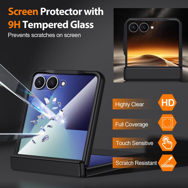 Custodia in vera pelle con pellicola HD per Galaxy Z Flip7 5G