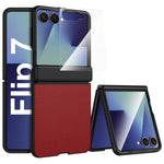 Custodia in vera pelle con pellicola HD per Galaxy Z Flip7 5G