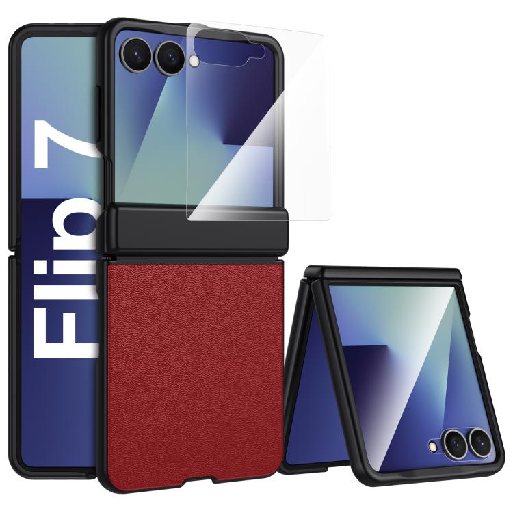 Custodia in vera pelle con pellicola HD per Galaxy Z Flip7 5G