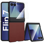 Custodia in vera pelle con pellicola HD per Galaxy Z Flip7 5G