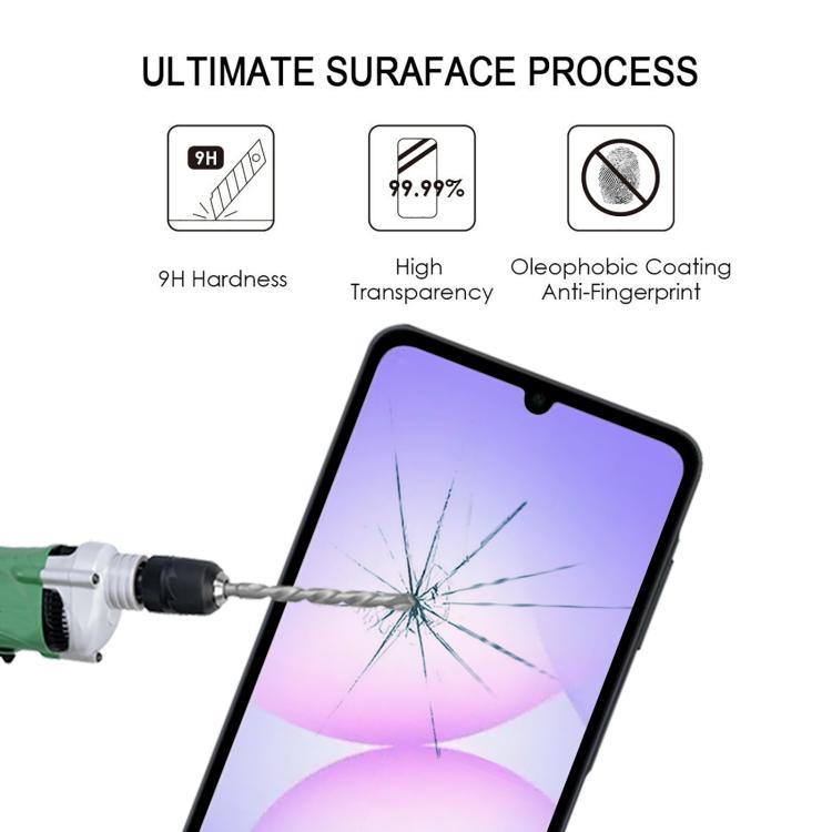 Pellicola in vetro temperato con stampa serigrafica per Galaxy A08 e modelli