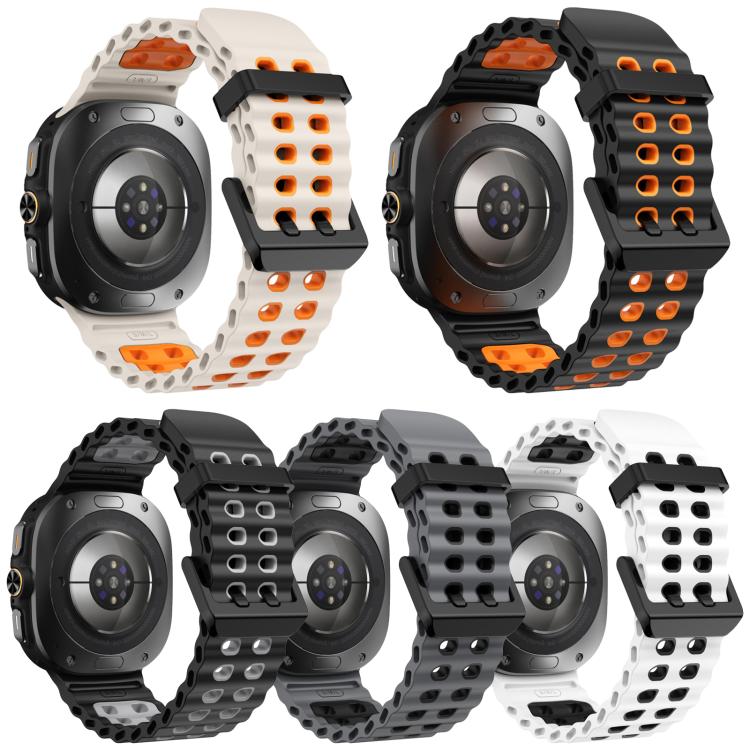 Confezione da 5 cinturini per orologio in silicone xDfind con fibbia nera, bicolore, a doppia fila di fori, colore oceano., For Galaxy Watch Ultra / Ultra 2025