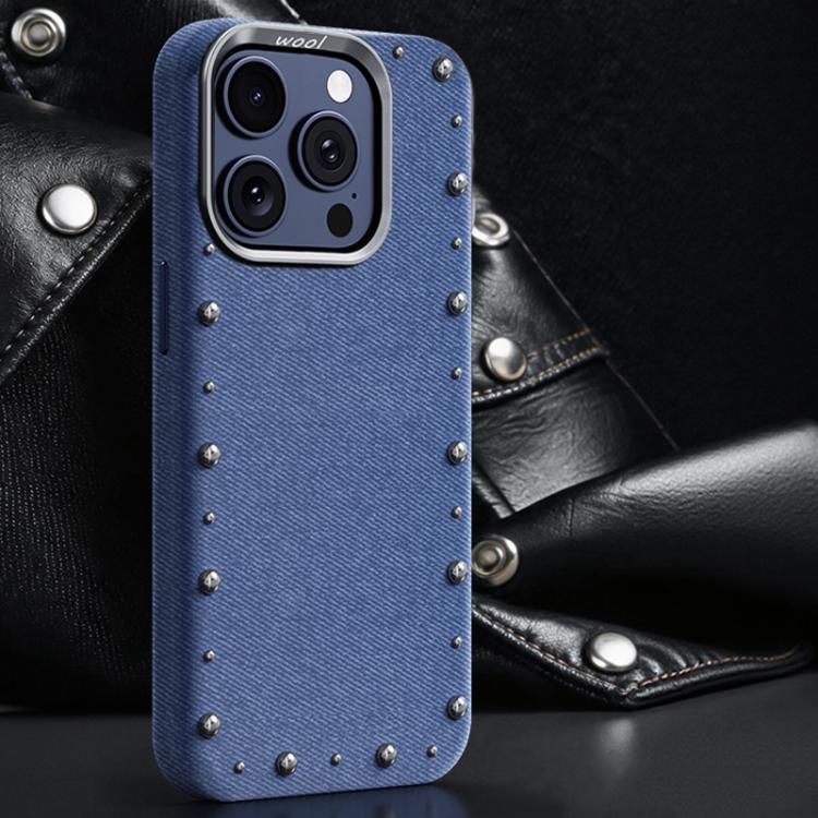 Custodia magnetica in denim per iPhone 15 Pro Max