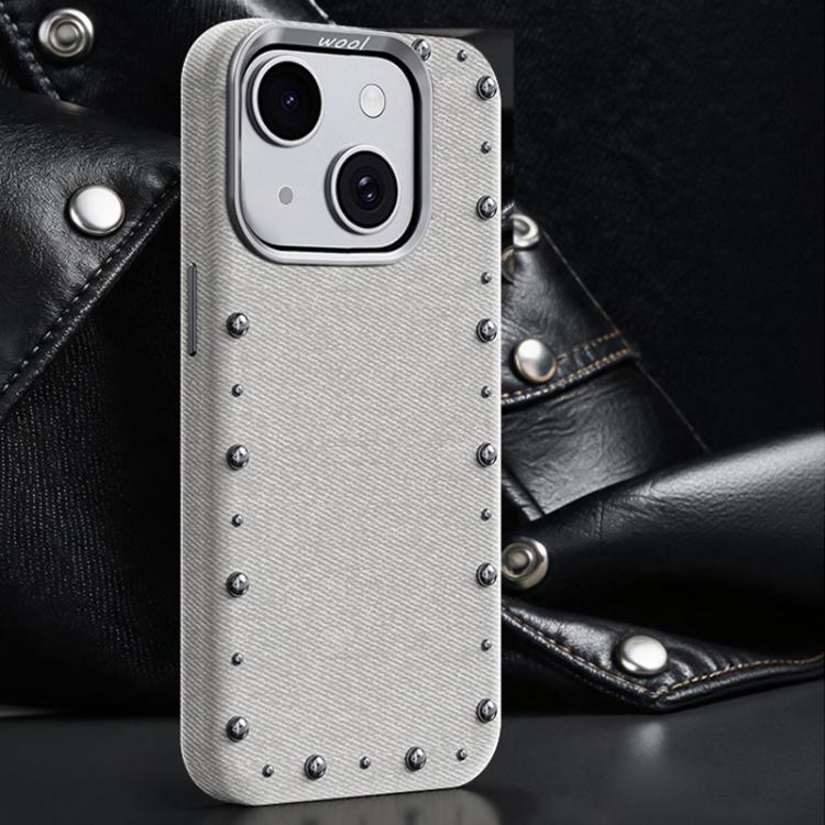 Custodia magnetica in denim per iPhone 15 Pro Max