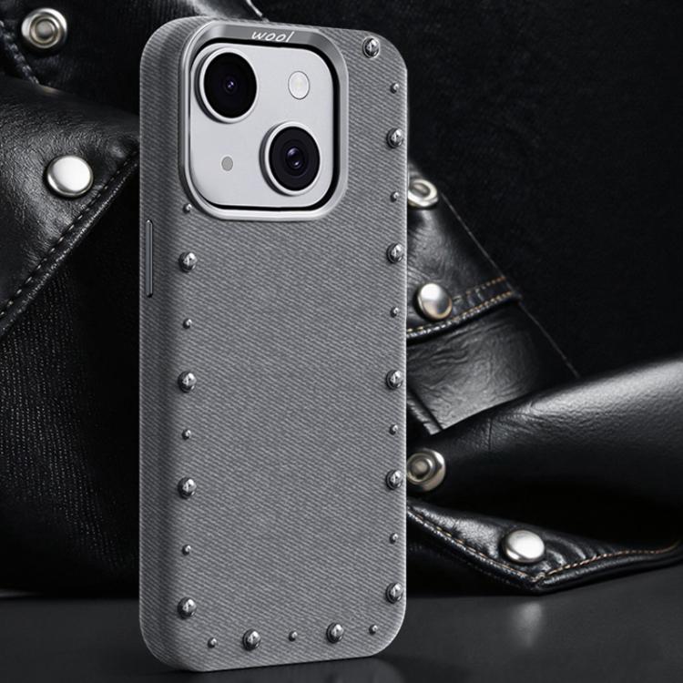 Custodia magnetica in denim per iPhone 15 Pro Max