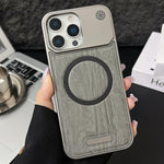 Custodia magnetica effetto legno per iPhone 13 Pro