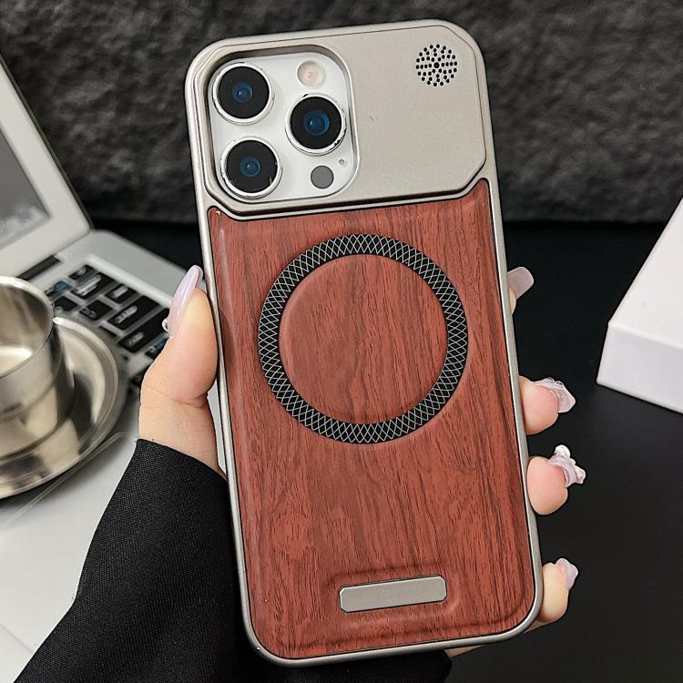 Custodia magnetica effetto legno per iPhone 13 Pro