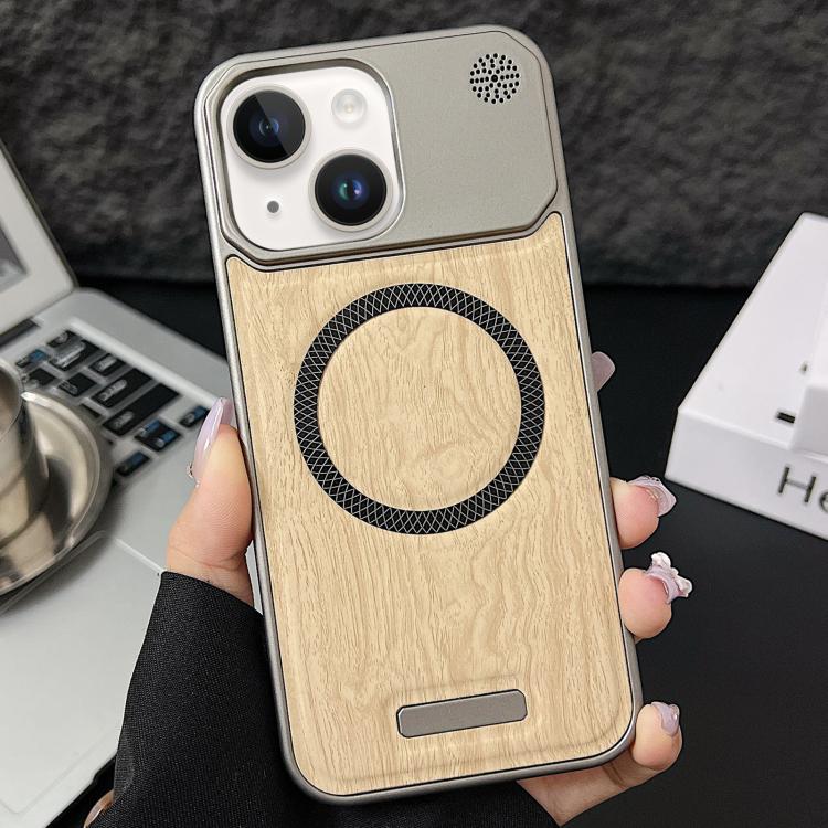 Custodia magnetica effetto legno per iPhone 13 e 14