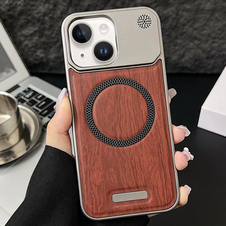 Custodia magnetica effetto legno per iPhone 13 e 14