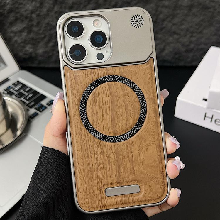 Custodia magnetica effetto legno per iPhone 13 e 14