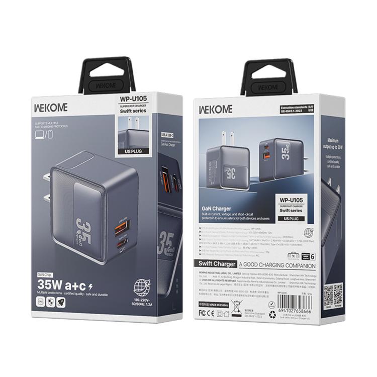 Caricabatterie rapido WK WP-U105 35W USB-C e USB-A