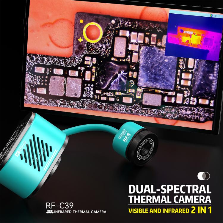 RF4 RF-C39 2 in 1 Termocamera a doppio spettro visibile e infrarosso 4K per il rilevamento di guasti su PCB, RF-C39